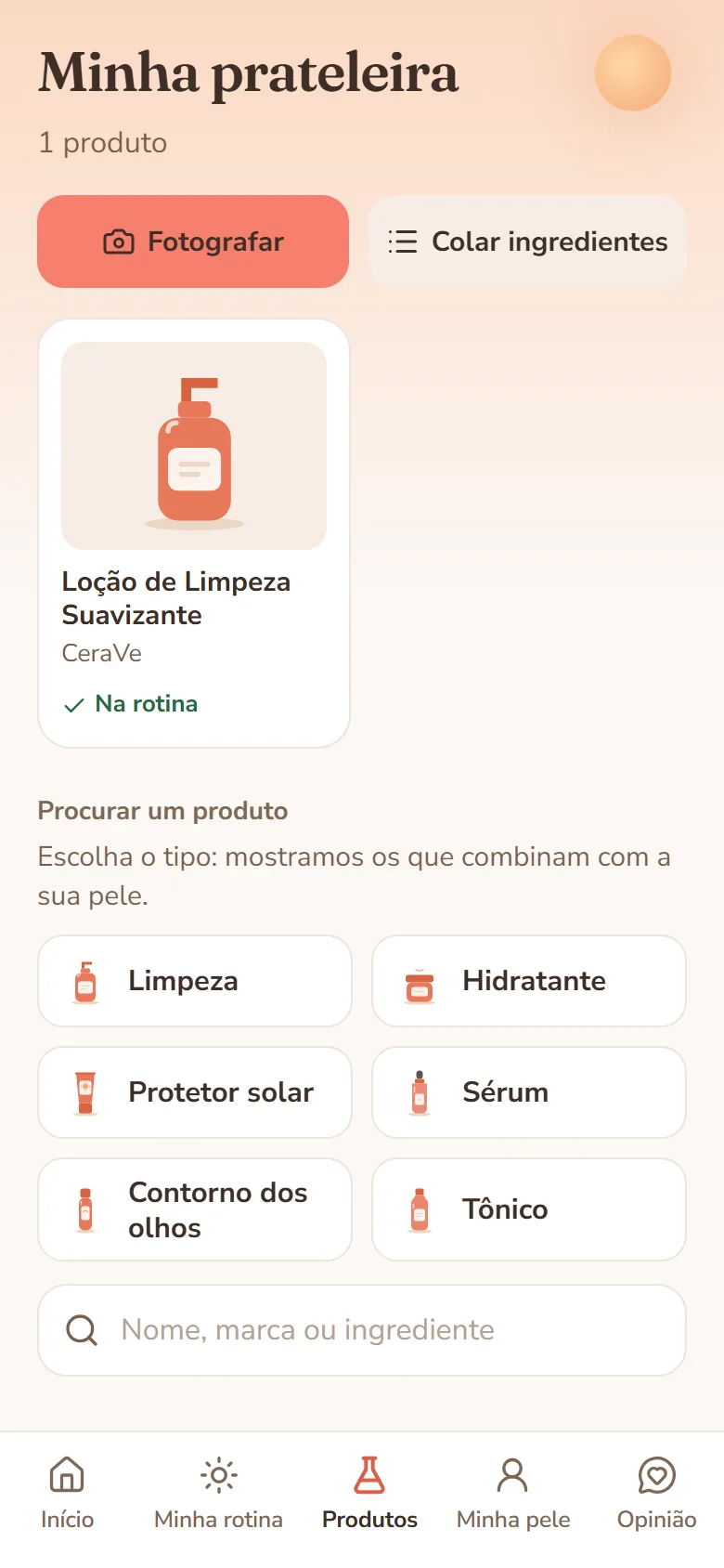 Tela Minha prateleira do app
